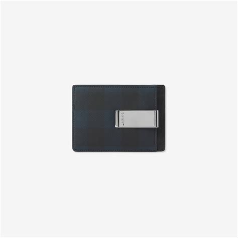 Check Money Clip Card Case in Navy 